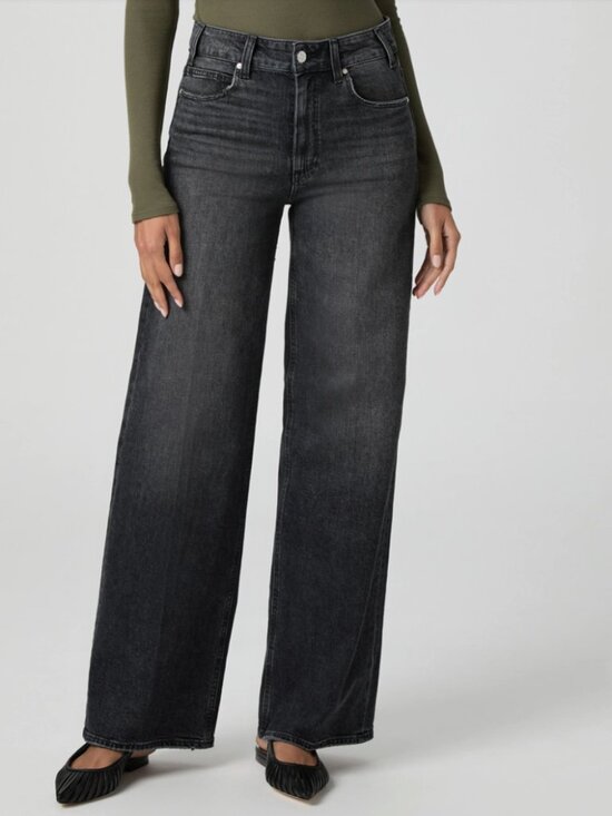 PAIGE Denim - PAIGE NWT | 30" Sasha High-Rise Wide Leg Jean in Viper Black Distressed